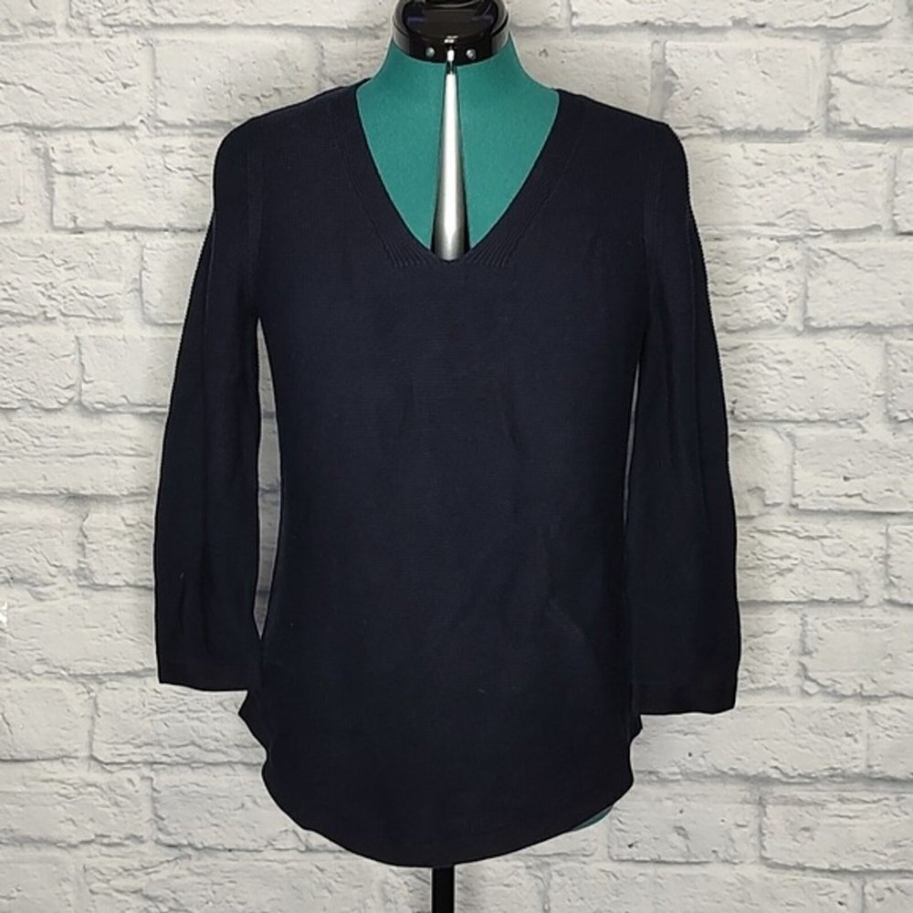 TALBOT'S women's navy blue knit V - Neck pullover sweater Size Small